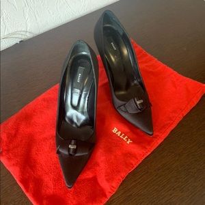 Authentic BALLY black satin shoes